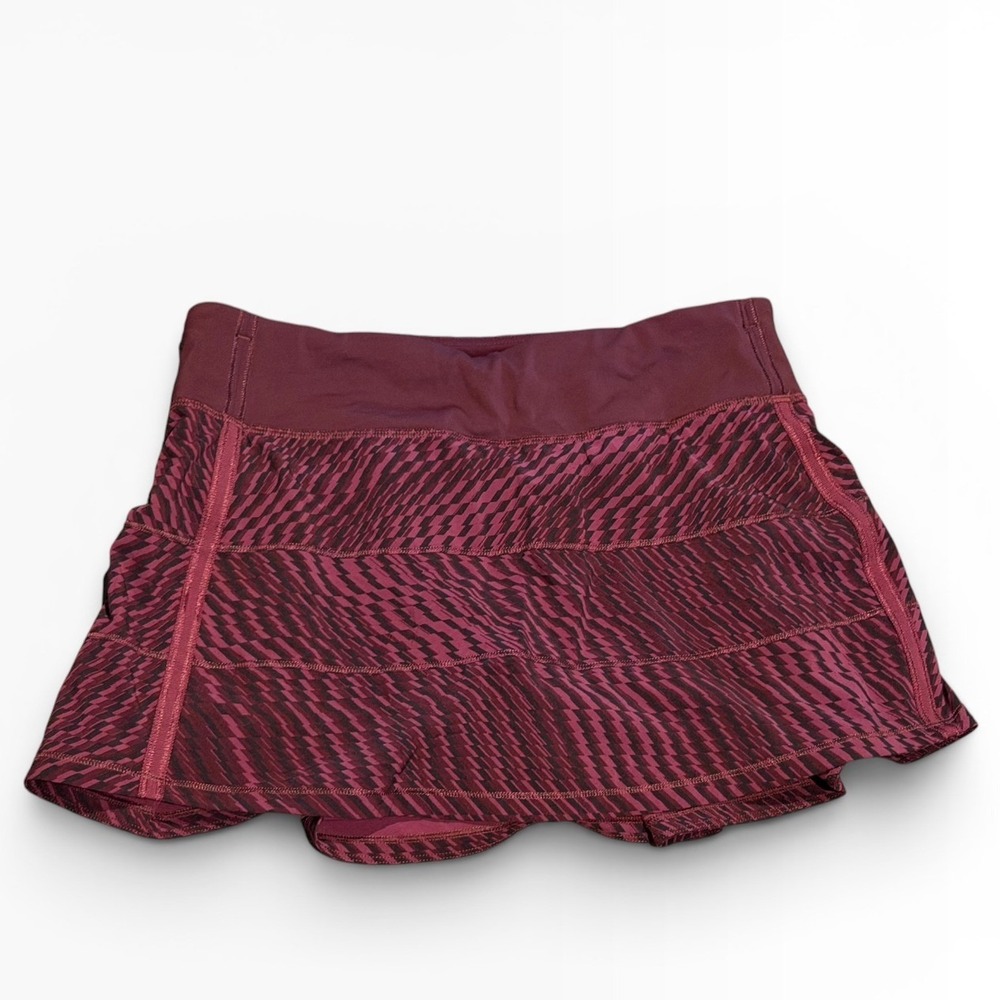 Lululemon Pace Rival Skirt Red Grape Black Pleated Tennis Athletic Skort Size 6